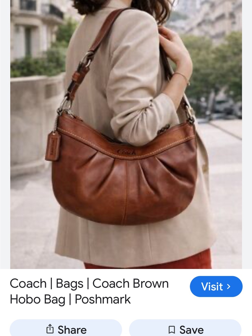 Coach Brown Leather Shoulder Hobo Bag with Matching Wallet - Picture 14 of 15